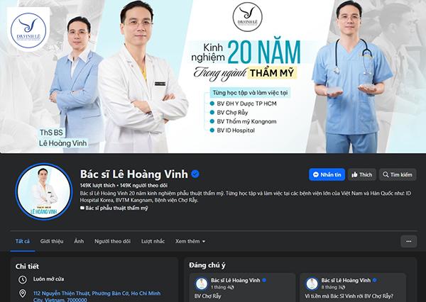 Kênh fanpage của Bác sĩ Lê Hoàng Vinh bị các đối tượng vu khống.